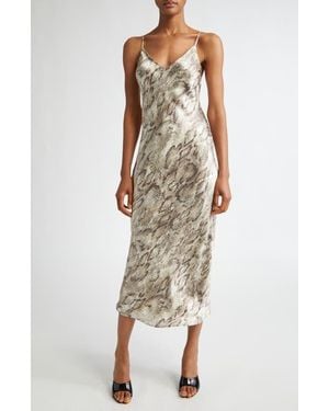 L'Agence Seridie Snakeskin Print Silk Slipdress - Natural