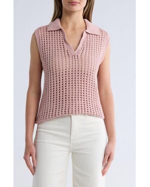 Sanctuary Cotton Polo Sweater Vest - Pink