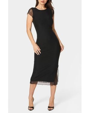 Bebe Powermesh Midi T-Shirt Dress - Black