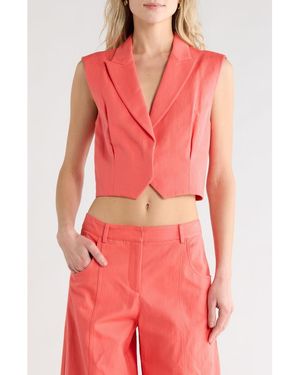 Twp Katie Notched Lapel Vest - Red