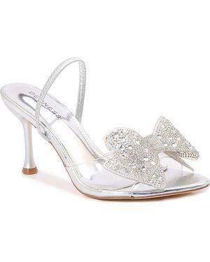 BERNESS Fonda Crystal Embellished Bow Sandal - White