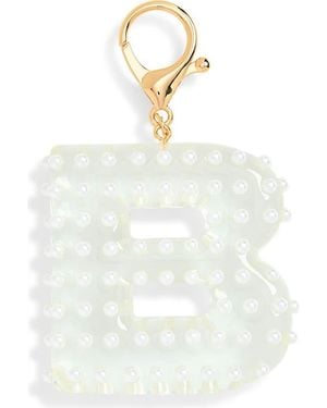 Leith Faux Pearl Initial Bag Charm - White