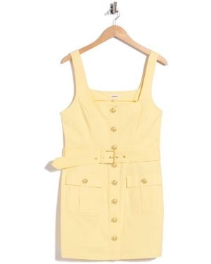 L'Agence Midy Button Sleeveless Stretch Cotton Minidress - Yellow
