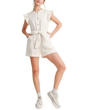 Wishlist Tie Waist Denim Romper - White