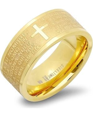 HMY Jewelry Lord's Prayer Wide Band Ring - Yellow