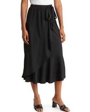 Go Couture Wrap Midi Skirt - Black