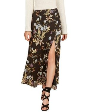 Matty M Floral-Printed Button Chiffon Maxi Skirt - Black
