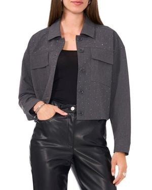 Vince Camuto Crystal Stud Crop Shacket - Black