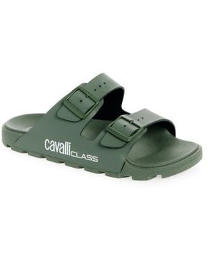 Roberto Cavalli Double Strap Slide Sandal - Green