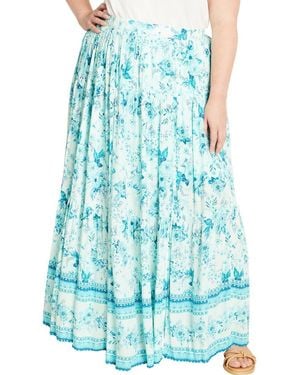 City Chic Pretty Thing A-Line Maxi Skirt - Blue