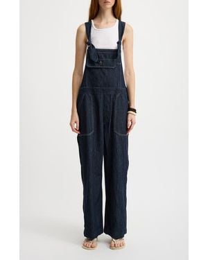 Denimist Relaxed Fit Tie Strap Denim Overalls - Blue
