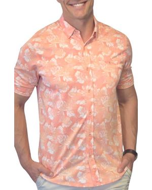 Nicoby Birdseye Knit Short Sleeve Button-Up Shirt - Pink