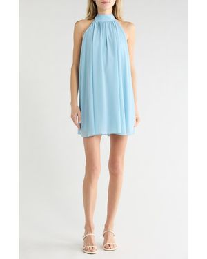 Alice + Olivia Corine Halter Minidress - Blue