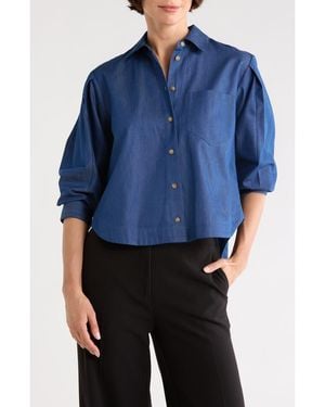 10 Crosby Derek Lam Estrella Crop Button-Up Shirt - Blue