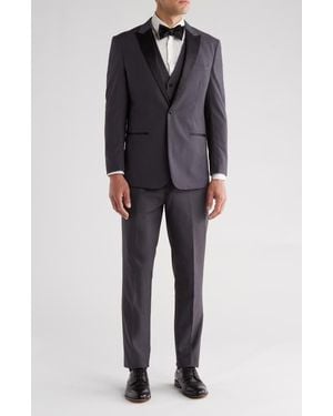 Gino Vitale Slim Fit Satin Peak Lapel 3-Piece Tuxedo - Multicolor