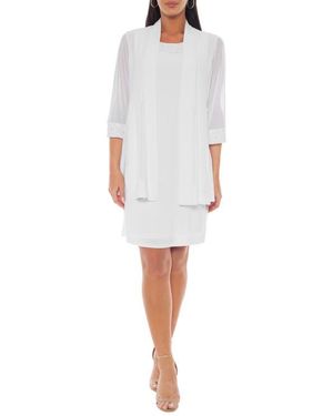 Marina Embellished Shift Dress With Jacket - White