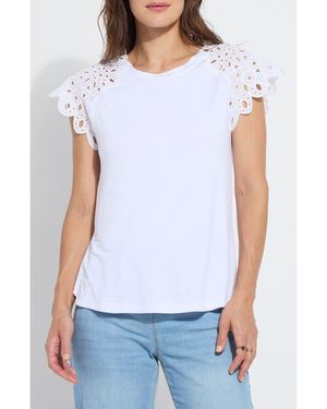 Lyssé Katarina Eyelet Cap Sleeve T-Shirt - White