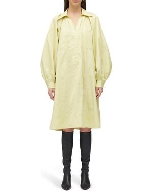3.1 Phillip Lim Shirred Puff Sleeve Poplin Shirtdress - Yellow