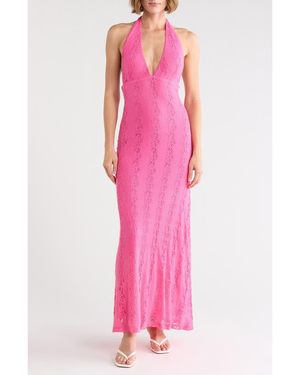 Princess Polly Zoi Lace Halter Maxi Dress - Pink