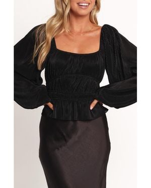 Petal & Pup Ceppia Plissé Long Sleeve Top - Black
