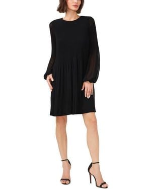 Halogen® Plissé Long Sleeve Dress - Black