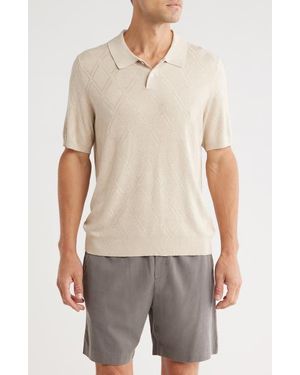 Tahari Diamond Knit Polo - Natural