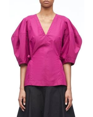 3.1 Phillip Lim V-Neck Puff Sleeve Top - Red