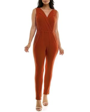 Nina Leonard Sleeveless Jumpsuit - Orange