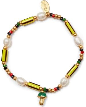 Clare V. Beaded Charm Bracelet - Metallic