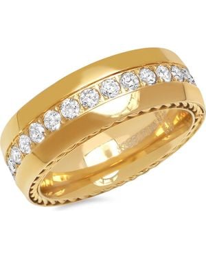 HMY Jewelry Chain Link Cubic Zirconia Wide Band Ring - Metallic