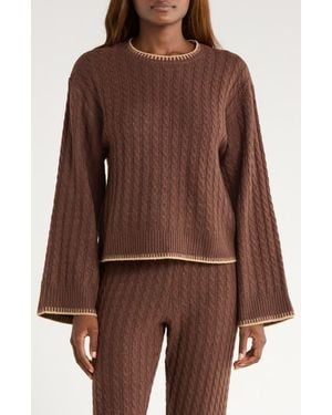 UGG Rylynn Cable Flare Sleeve Sweater - Brown