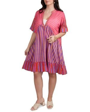 Saachi Striped Tunic Dress - Red