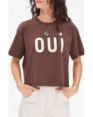 Clare V. Le Carre Oui Graphic T-Shirt - Brown