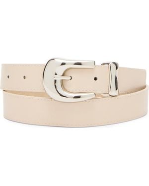 Steve Madden Nubuck Faux Leather Belt - Gray