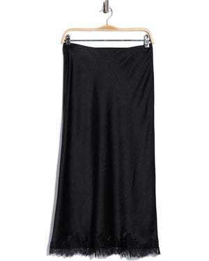 Nordstrom Rack Lace Trim Satin Midi Skirt - Black