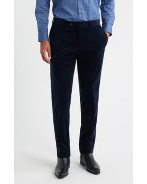 Jack Victor Palmer Flat Front Cotton Stretch Corduroy Pants - Blue