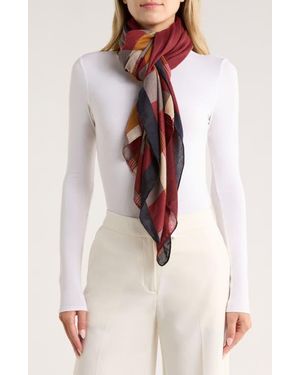 La Fiorentina Checkered Print Lightweight Wrap - Natural