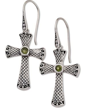 Samuel B. Sterling Cross Earrings - White