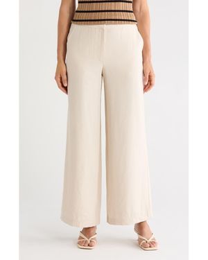 Tahari Textured Wide Leg Pants - Natural
