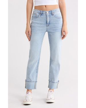 Seven7 High Waist Cuffed Hem Jeans - Blue