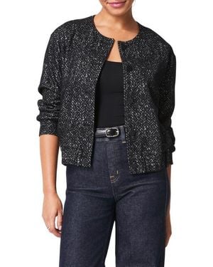 Spanx Herringbone Ponte Knit Bomber Jacket - Black