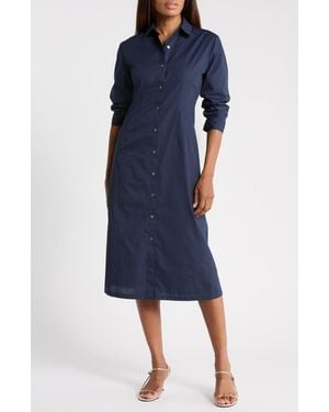 Theory Fixed Sleeve Poplin Shirtdress - Blue