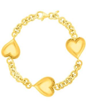 KARAT RUSH Puffed Heart Station Chain Bracelet - Metallic
