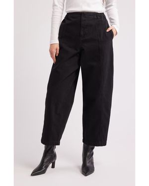 TOPSHOP Balloon Cotton Twill Pants - Black