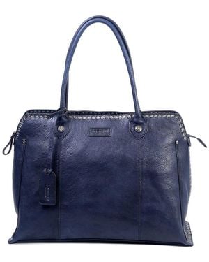Old Trend Soul Stud Leather Satchel Bag - Blue