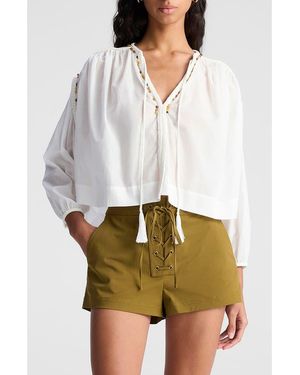 A.L.C. Keri Lace-Up Tassel Tie Sweater - White