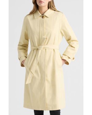 Ellen Tracy Belted Canvas Trench Coat - Natural