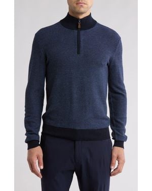 Bruno Magli Feeder Stripe Piqué Sweater - Blue