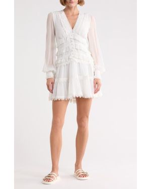 AllSaints Zaphia Long Sleeve Babydoll Minidress - White