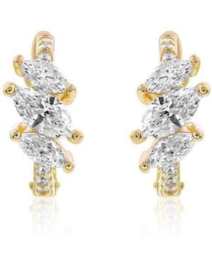 Suzy Levian Marquis Cubic Zirconia Huggie Hoop Earrings - Metallic